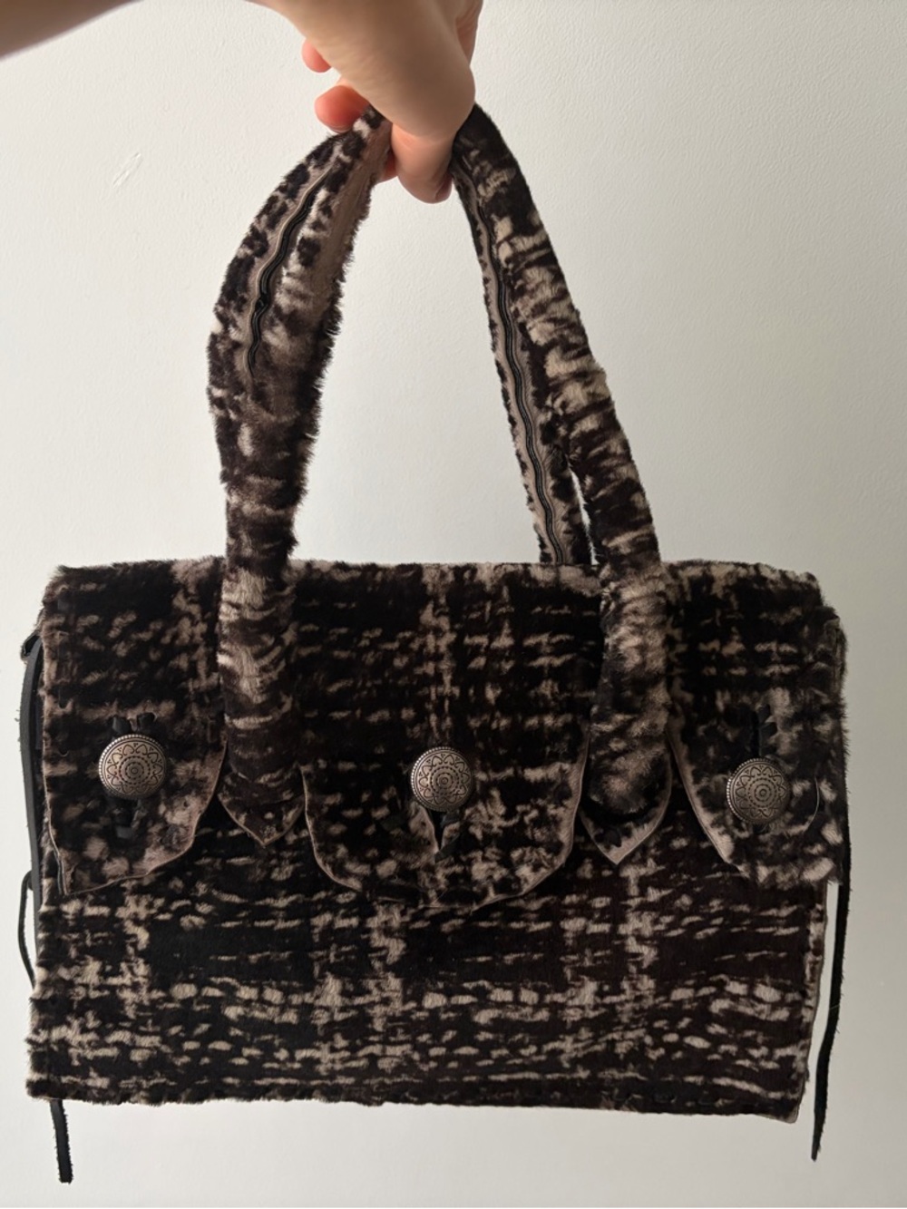 Simone Camille fur satchel bag